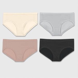 Hanes Women's Microfiber Hipster Briefs 4-Pack - Cream, Tan, Pink, Black